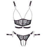 Cottelli lace and chain bondage crotchless set - peaches and screams