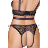Cottelli lace and chain bondage crotchless set - peaches and screams