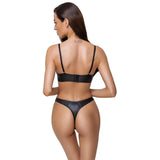 Cottelli matte black bra and briefs lingerie set - peaches and screams