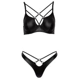 Cottelli matte black bra and briefs lingerie set - peaches and screams