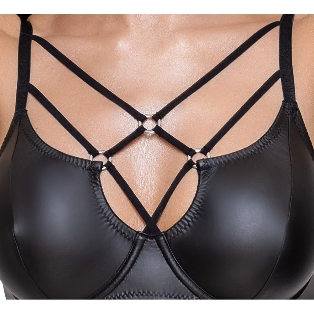 Cottelli matte black bra and briefs lingerie set - peaches and screams