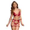 Cottelli red crotchless bondage set with lace and o rings - peaches and screams