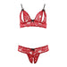 Cottelli Red Lace Peekaboo Bra and Crotchless G-string - Small - Peaches and Screams