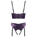 Cottelli satin quarter cup bra and thong lingerie set - peaches and screams