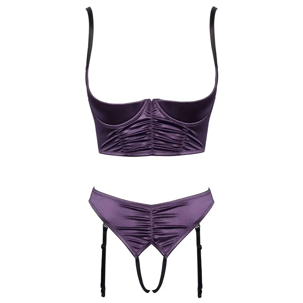 Cottelli satin quarter cup bra and thong lingerie set - peaches and screams
