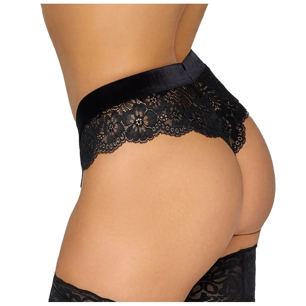 Cottelli sexy black chain crotch lace panties - large - peaches and screams