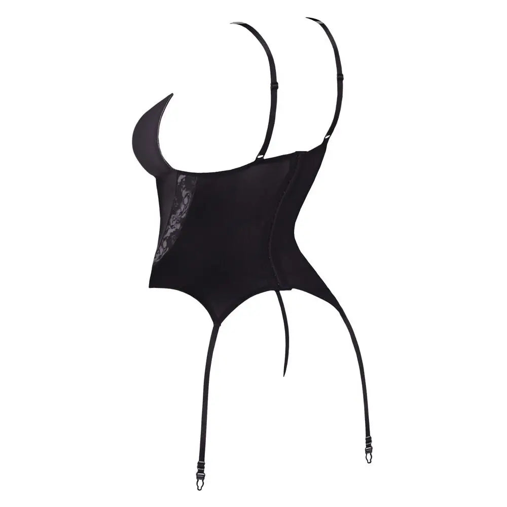 Cottelli Sexy Red Stretchy Basque and Thong with Lace - Small - Peaches and Screams