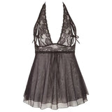 Cottelli sexy stretchy black plus size halter babydoll set - xxxl - peaches and screams