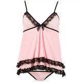 Cottelli sexy wet look pink babydoll and thong set - x large - peaches and screams