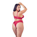 Cottelli Sexy Wet Look Red Plus Size Lace Bra And Briefs For Her - XXXL - Peaches and Screams