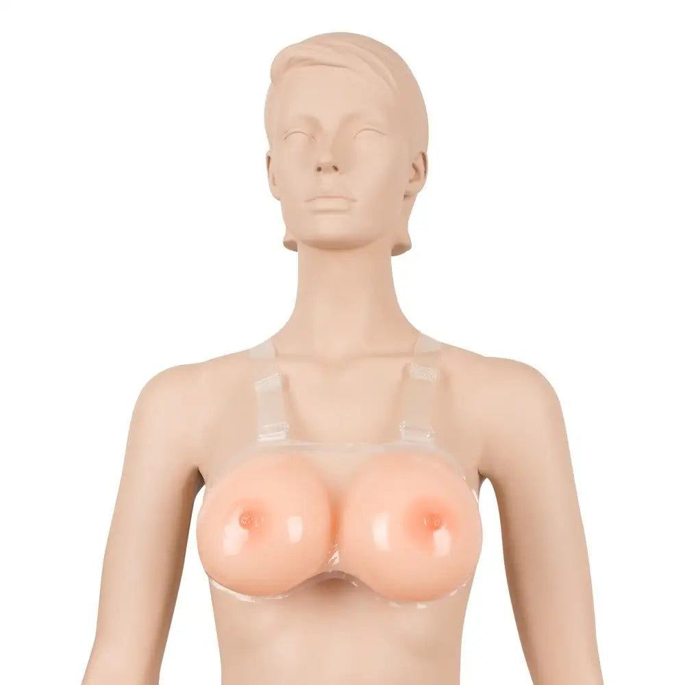Cottelli silicone flesh pink strap on breasts 1200g set - peaches and screams