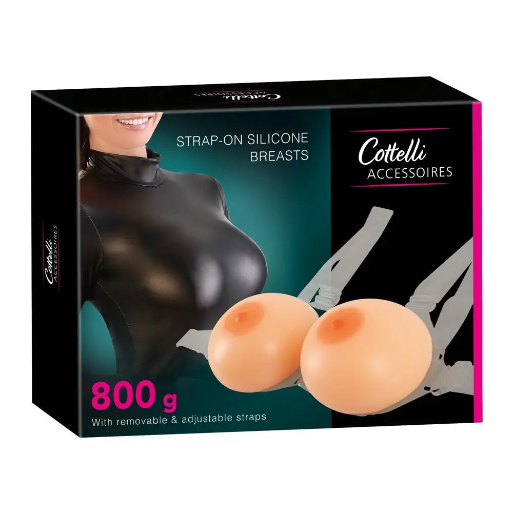 Cottelli Silicone Flesh Pink Strap On Breasts 800g - Peaches and Screams