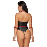 Cottelli stretchy black bondage body with harness - large - peaches and screams