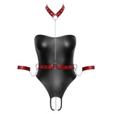 Cottelli stretchy black bondage body with harness - medium - peaches and screams