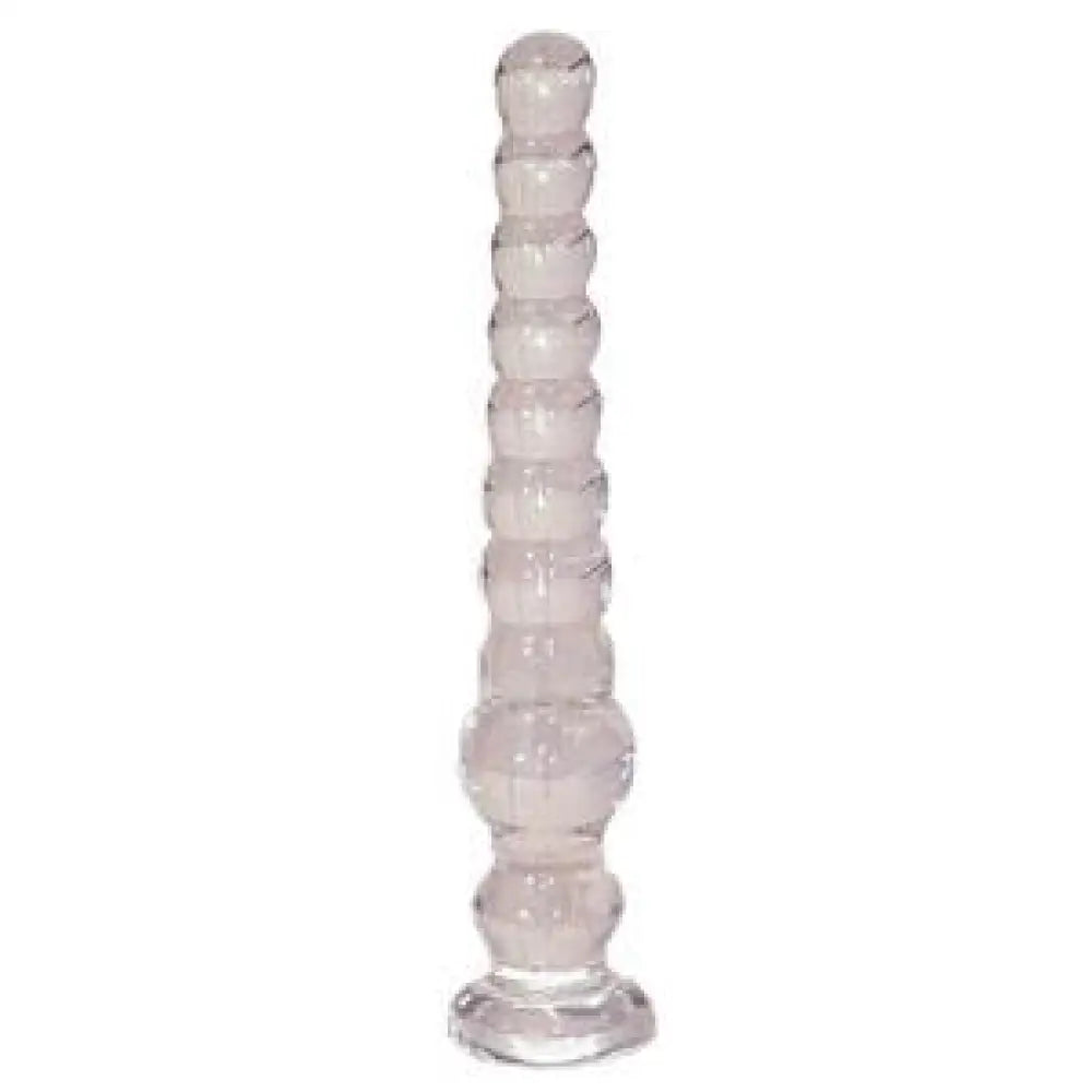 Crystal anos acrylic butt plug with graduating beads 10.2 - peaches and screams