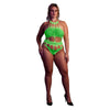 Cut out thong bodysuit neon green plus size - peaches and screams