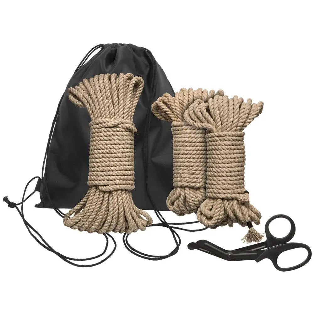 Doc johnson kinky 5 piece hemp bondage rope kit - peaches and screams