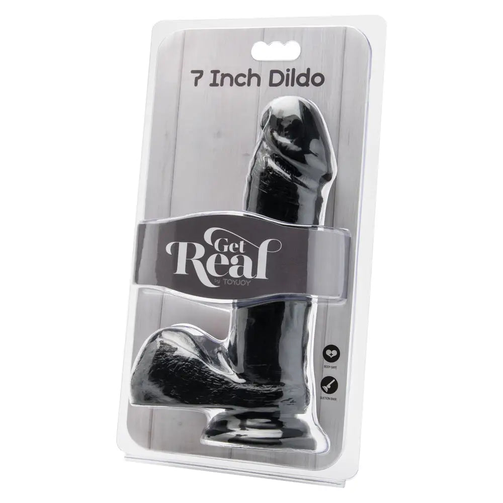Doc johnson pvc black realistic dildo with suction cup 8.25 inch - peaches and screams