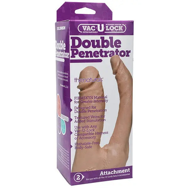 Doc Johnson Rubber Flesh Pink Realistic Feel Dua Penetrator - Peaches and Screams
