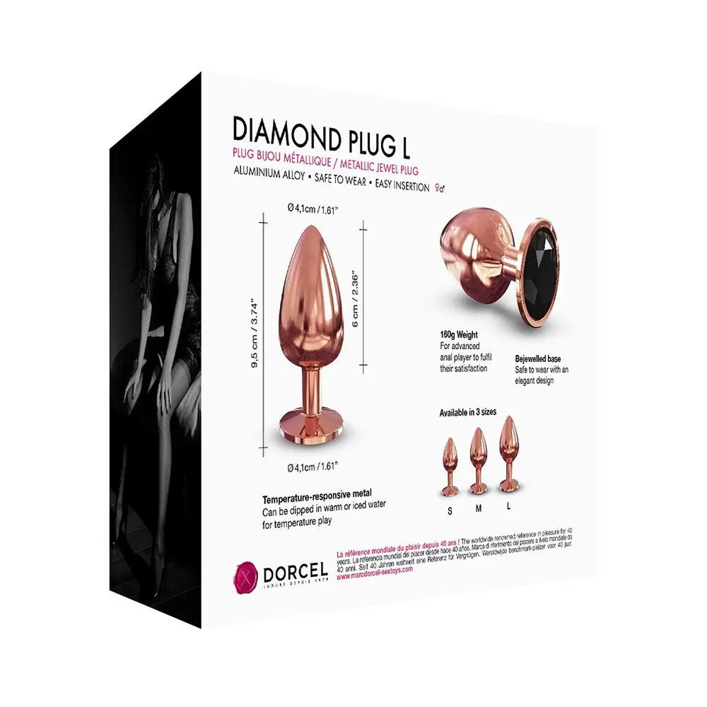 Dorcel rose gold large diamond base metal butt plug - peaches and screams