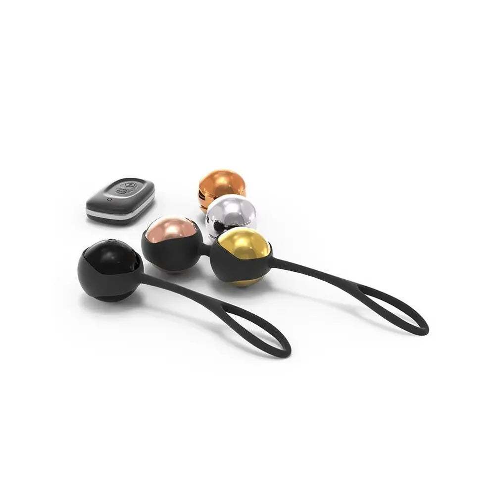 Dorcel silicone black rechargeable remote controlled orgasm balls - peaches and screams