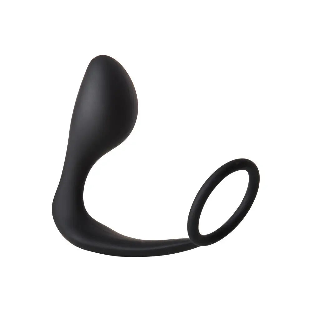 Dream toys silicone black butt plug with cockring 4.5 inch - peaches and screams