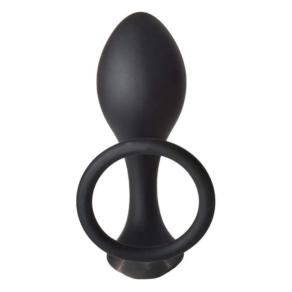 Dream toys silicone black butt plug with cockring 4.5 inch - peaches and screams