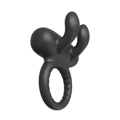 Dream Toys Silicone Black Rechargeable Rabbit Cock Ring - Peaches and Screams