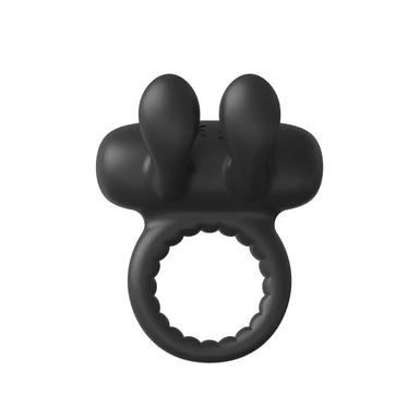 Dream Toys Silicone Black Rechargeable Rabbit Cock Ring - Peaches and Screams