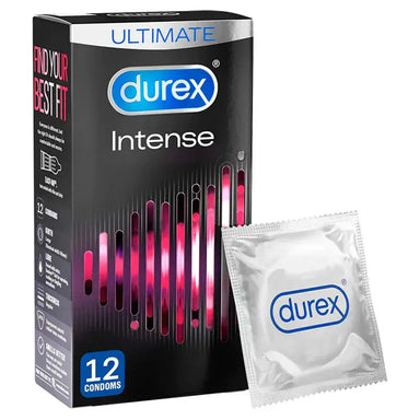 Durex Latex Intense Ribbed and Dotted Condoms 12 Pack - Peaches and Screams