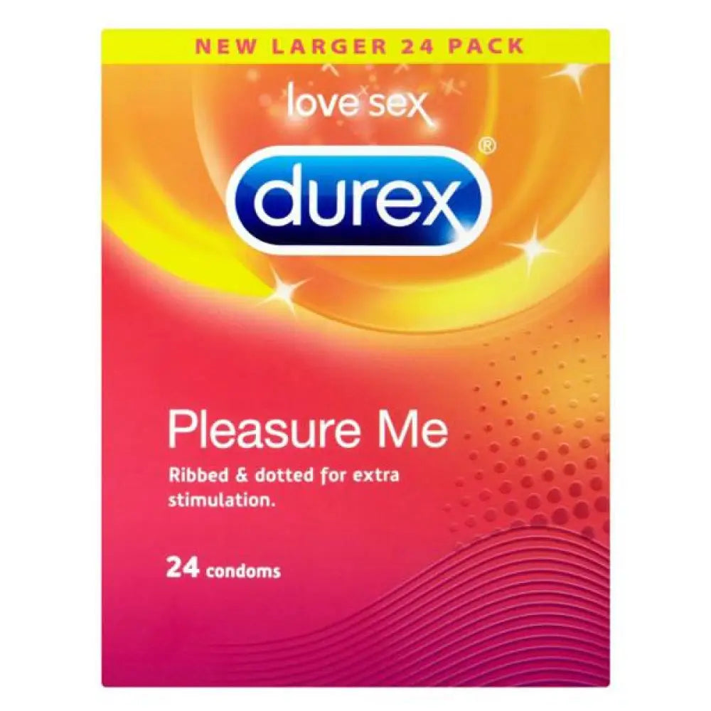 Durex pleasure me ribbed and dotted latex condoms 24 pack - peaches and screams