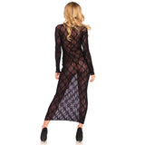 Erotic black see-through lace dress uk size 8 to 14 - peaches and screams