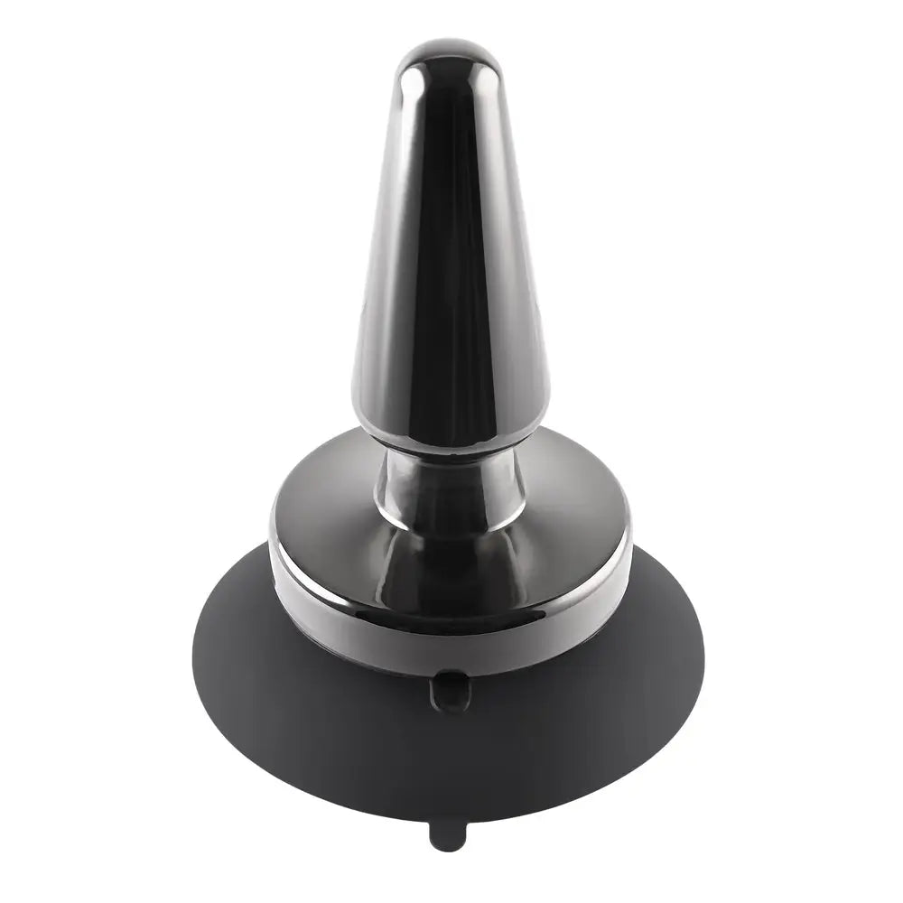 Evolved Black Silver Beginner Vibrating Metal Butt Plug - Peaches and Screams