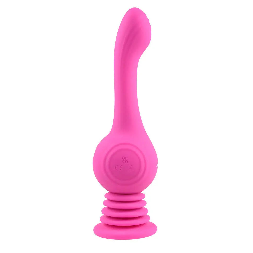 Evolved silicone pink rechargeable g spot vibrator with suction cup - peaches and screams