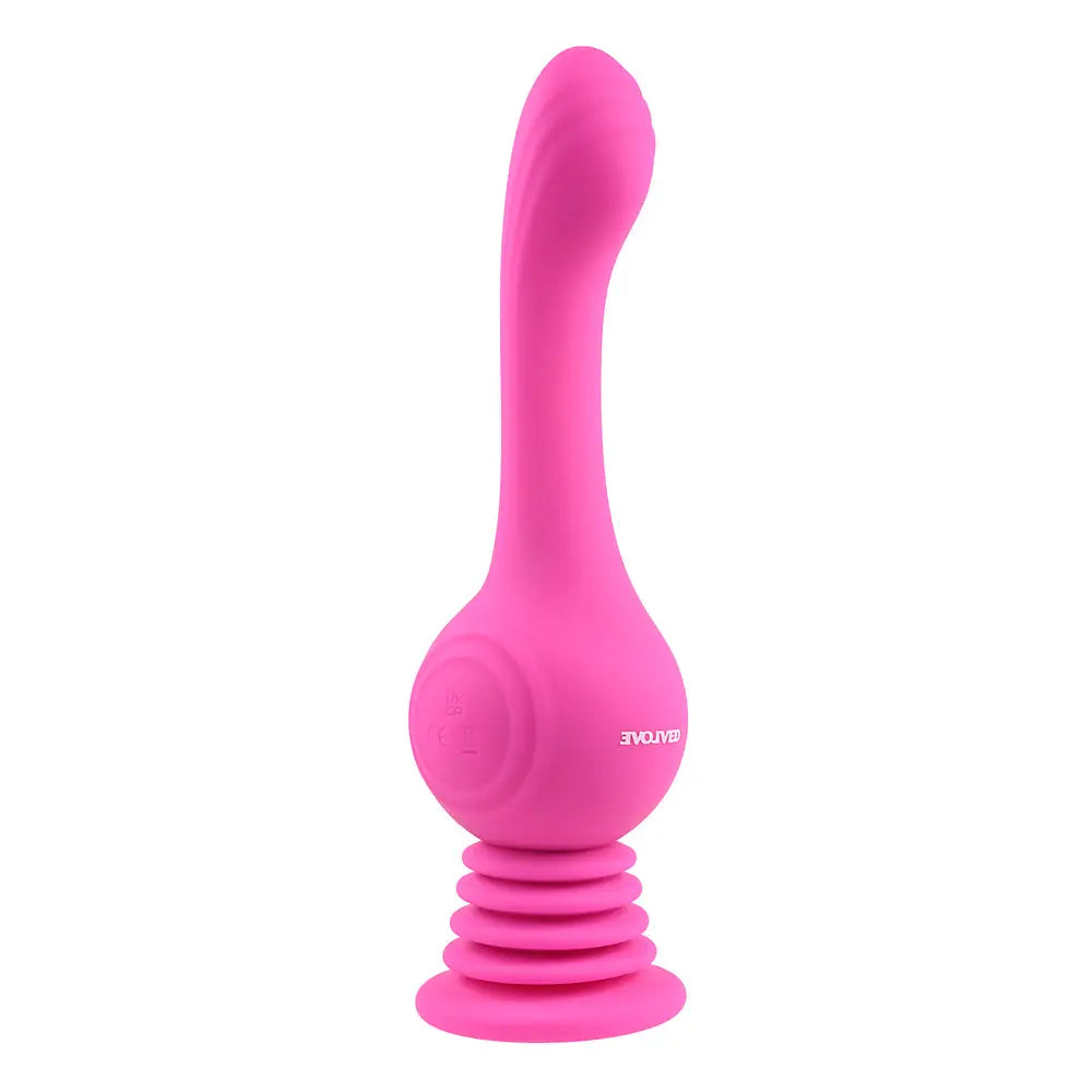 Evolved silicone pink rechargeable g spot vibrator with suction cup - peaches and screams