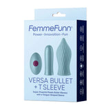 Femmefunn silicone blue rechargeable bullet vibrator with sleeve - peaches and screams