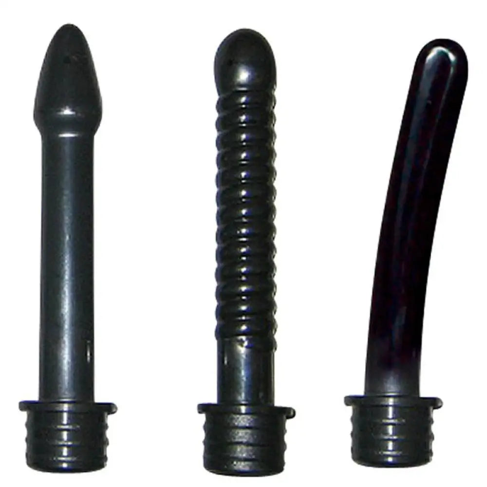 Fifi black anal douche enema system with 3 attachments - peaches and screams