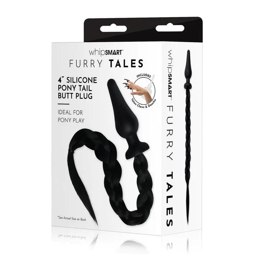 4.7 Inches Furry Tales Black Pony Play Butt Plug - Peaches and Screams