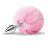 Furry tales pink bunny tail butt plug 2.7 inch silicone toy - peaches and screams