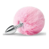 Furry tales pink bunny tail butt plug 2.7 inch silicone toy - peaches and screams