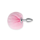 Furry tales pink bunny tail butt plug 2.7 inch silicone toy - peaches and screams