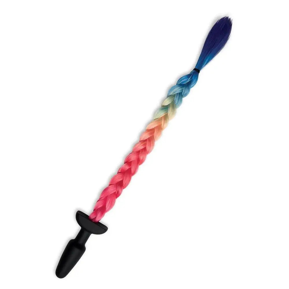 Furry tales rainbow tail butt plug 4.5 inch silicone toy - peaches and screams