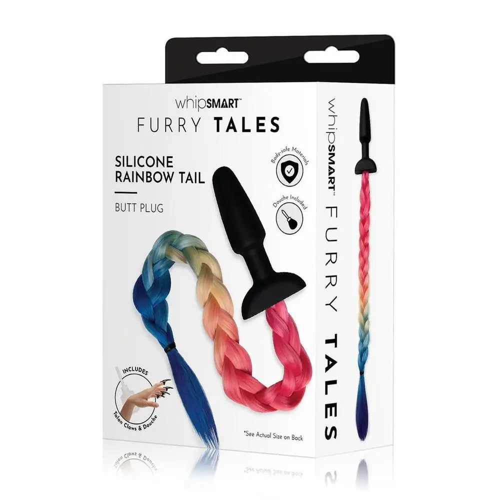 Furry tales rainbow tail butt plug 4.5 inch silicone toy - peaches and screams