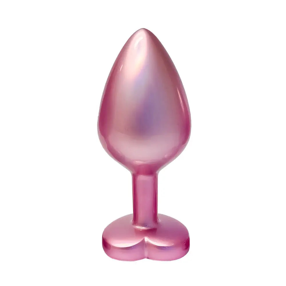 Gleaming love pearl pink butt plug medium silicone toy - peaches and screams