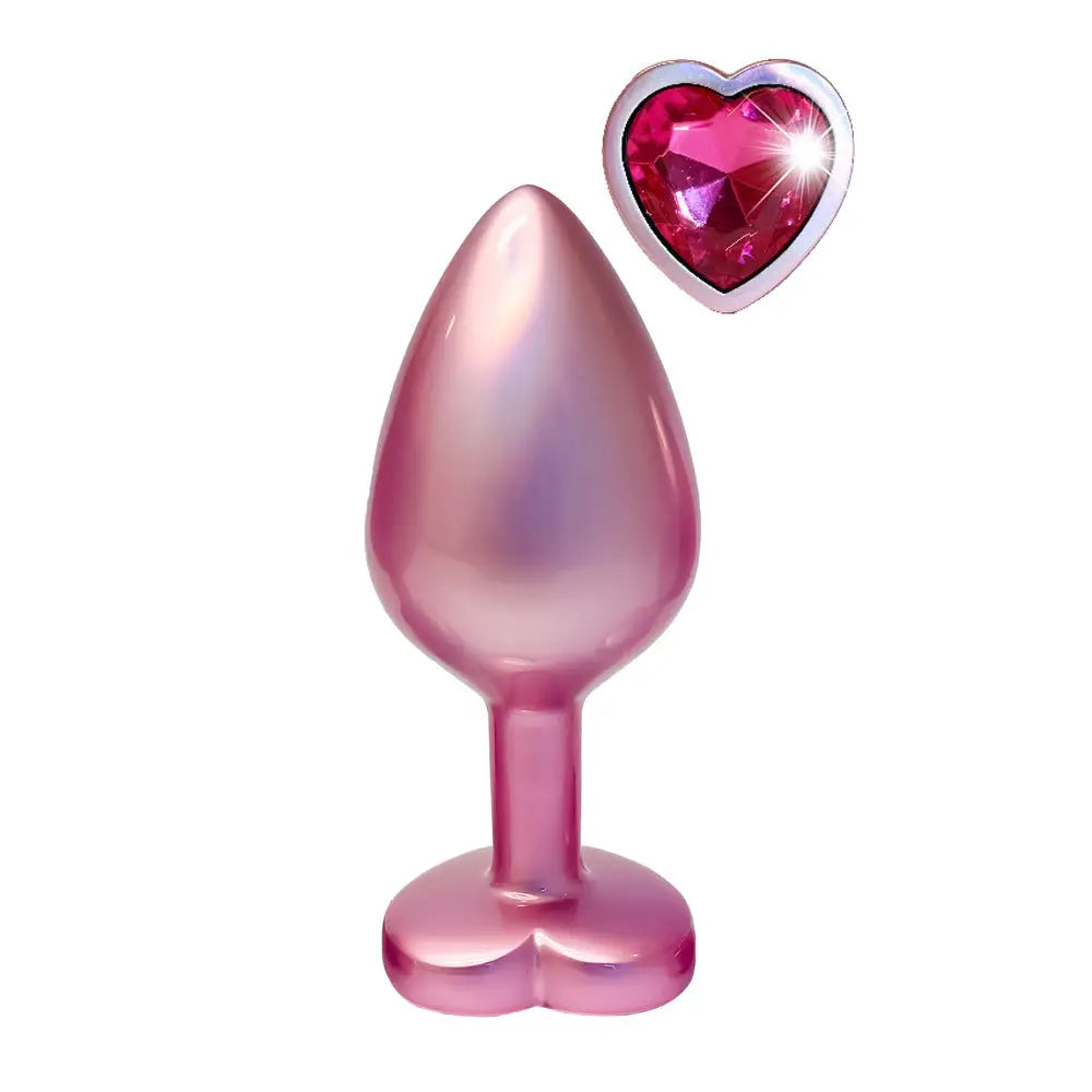 Gleaming love pearl pink butt plug medium silicone toy - peaches and screams