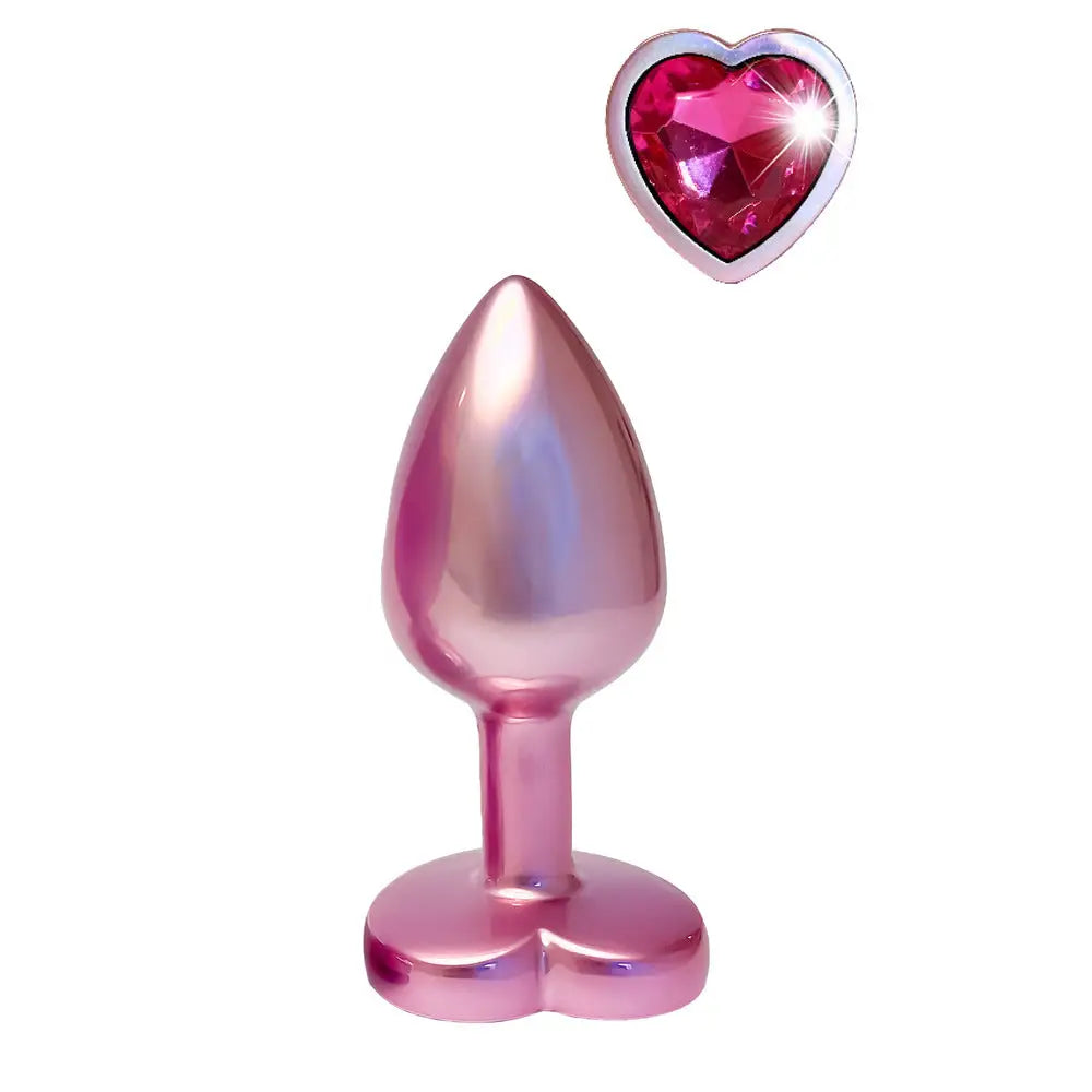 Gleaming love pearl pink butt plug small silicone jewel toy - peaches and screams