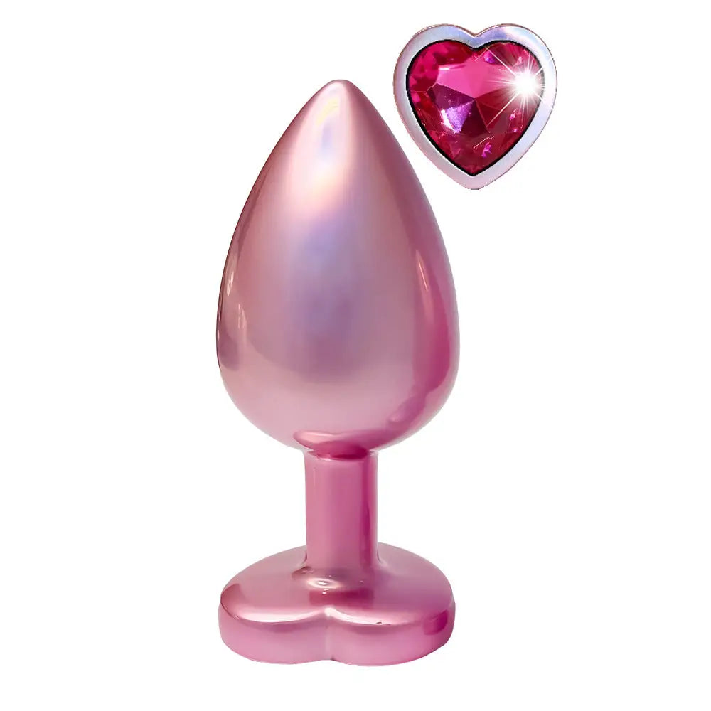 Gleaming love pearl pink large silicone butt plug - peaches and screams