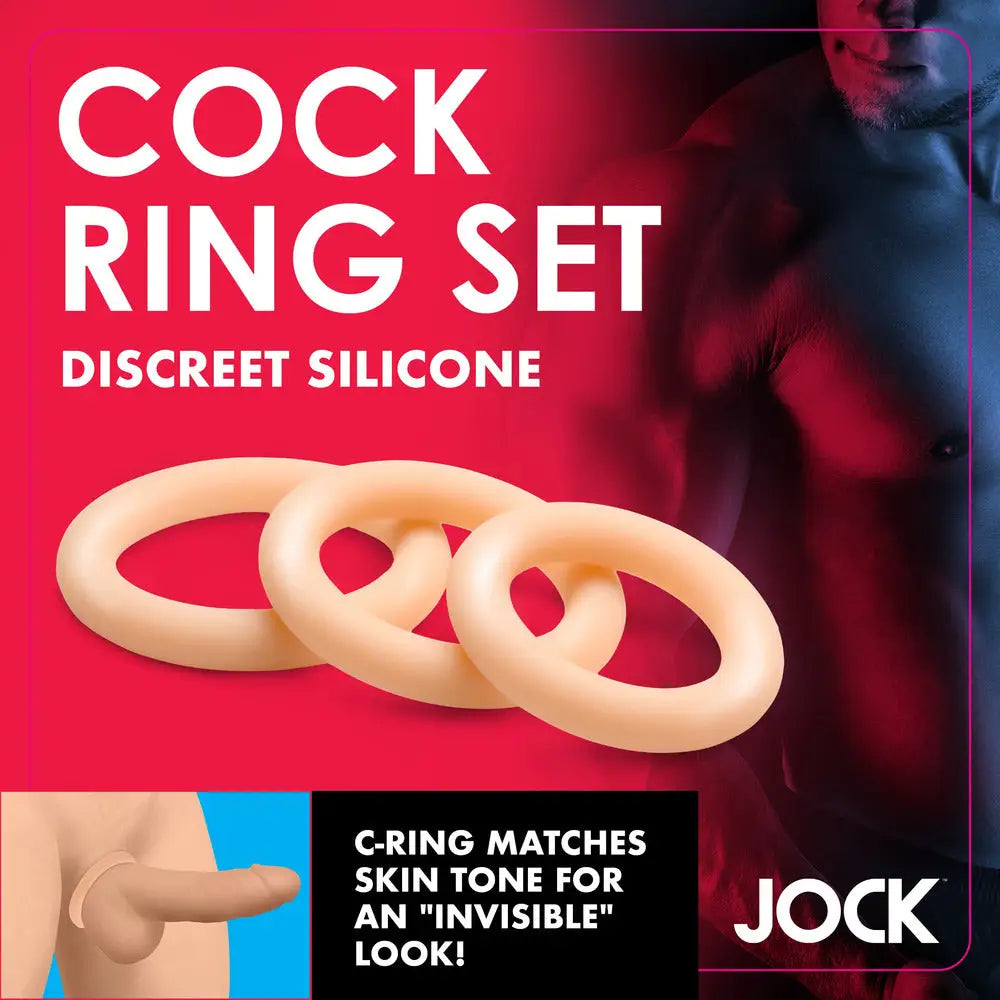 Jock Discreet Silicone Cock Ring Set - Peaches and Screams