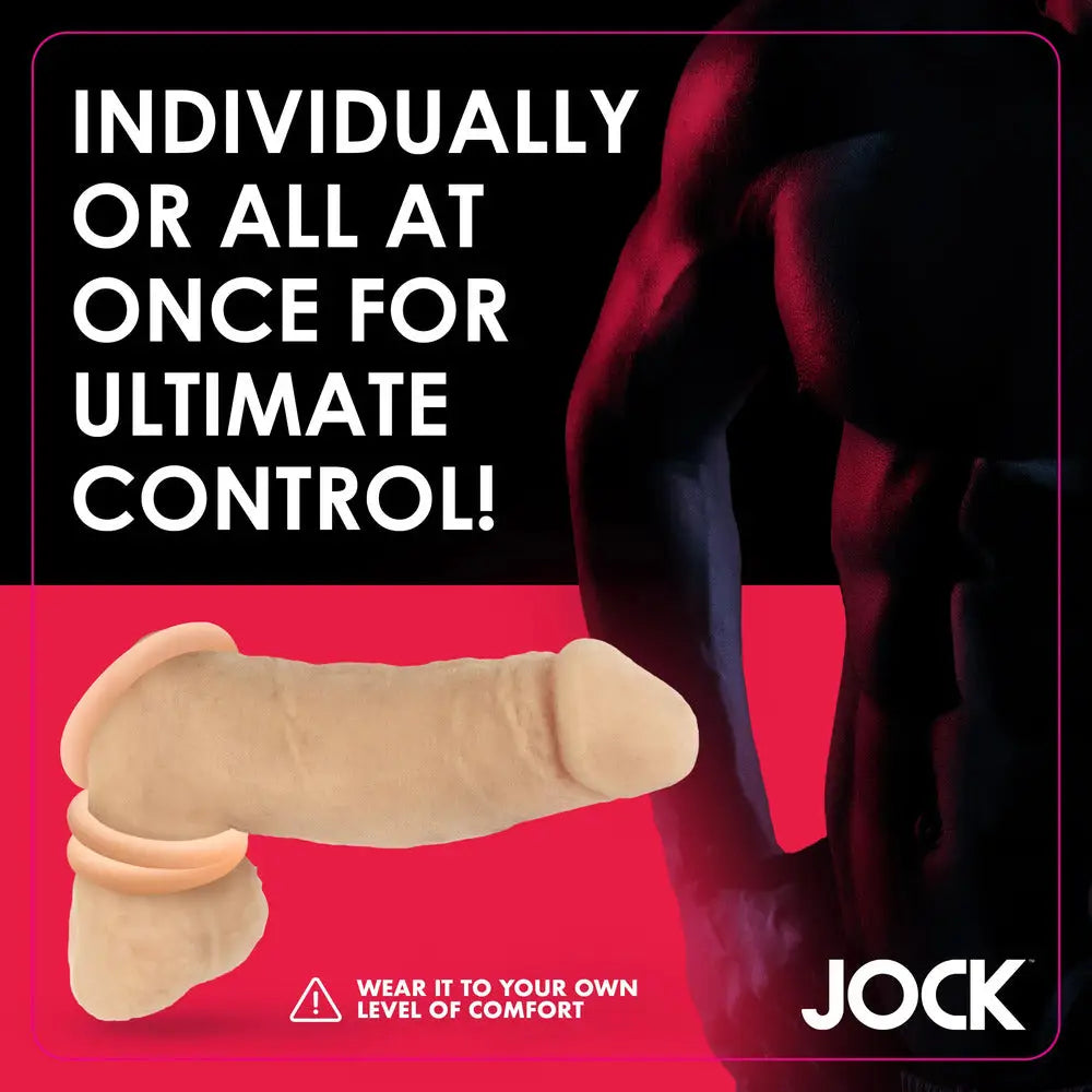 Jock Discreet Silicone Cock Ring Set - Peaches and Screams