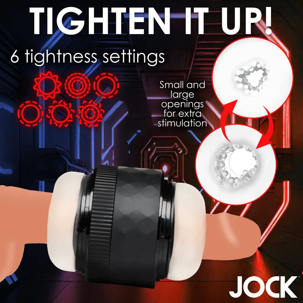 Jock tightening masturbator with adjustable grip sleeve - peaches and screams
